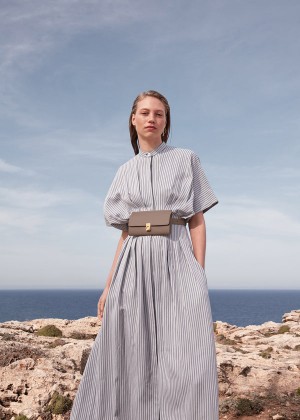 Polène Numéro Sept Belt Edition Taupe Textured Leather | SN-PLN364855