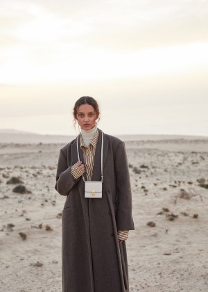 Polène Numéro Sept Crossbody Wallet Edition Textured Chalk | SN-PLN365057