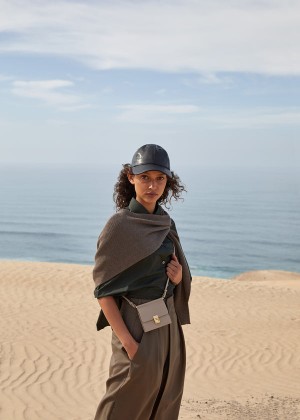 Polène Numéro Sept Crossbody Wallet Edition Textured Taupe | SN-PLN365058