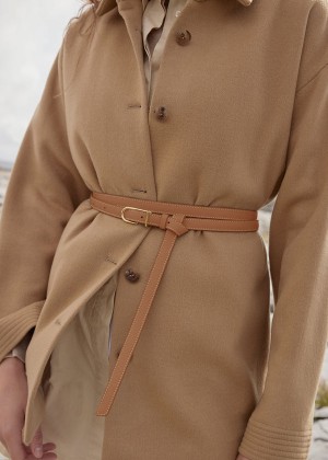 Polène Thin Umi Belt Edition Textured Camel | SN-PLN365066