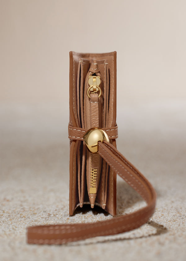Polène Kayé Card Holder Edition Textured Duo Camel | SN-PLN365077