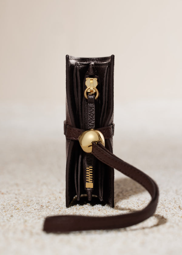 Polène Kayé Card Holder Edition Textured Duo Sandalwood | SN-PLN365079