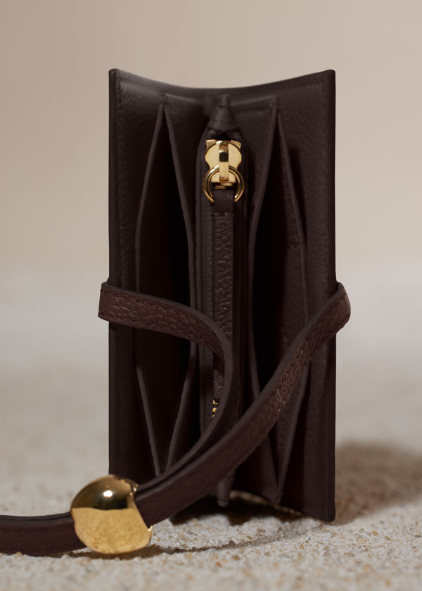 Polène Kayé Card Holder Edition Textured Duo Sandalwood | SN-PLN365079