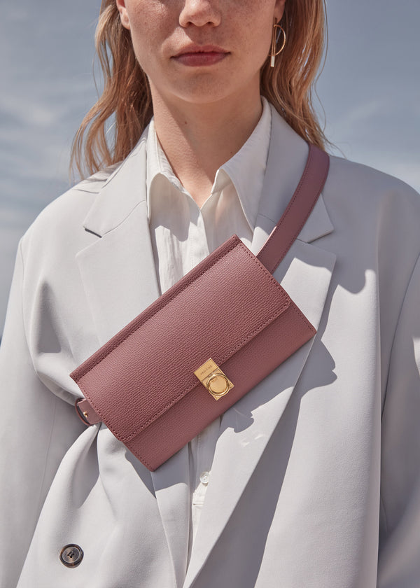 Polène Numéro Sept Belt Edition Lilac Textured Leather | SN-PLN365052