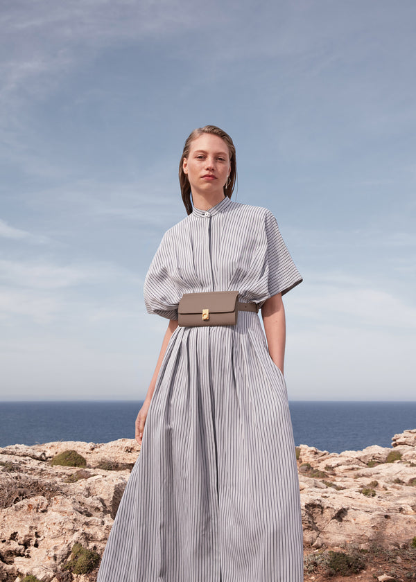 Polène Numéro Sept Belt Edition Taupe Textured Leather | SN-PLN365063