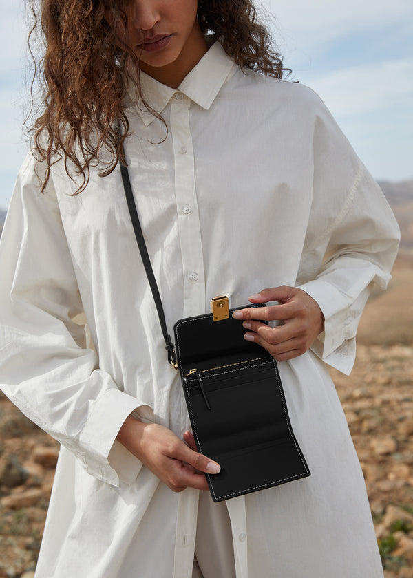 Polène Numéro Sept Crossbody Wallet μαυρα | SN-PLN365054