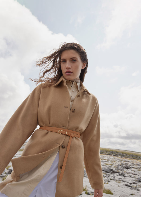 Polène Thin Umi Belt Edition Textured Camel | SN-PLN365066